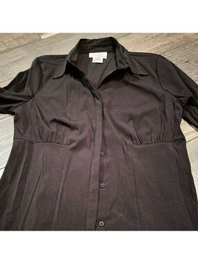 Fred David Stretch Blouse Black 3/4 sleeve. Size Medium. Flattering fit.